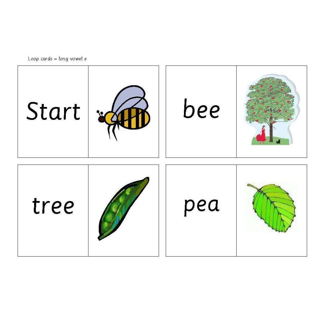 Long Vowel E Loop Cards:Primary Classroom Resources