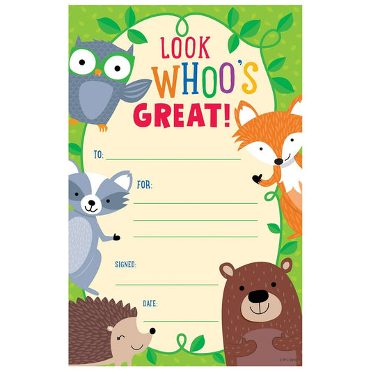 Look Whoo's Great Award Certifcate:Primary Classroom Resources