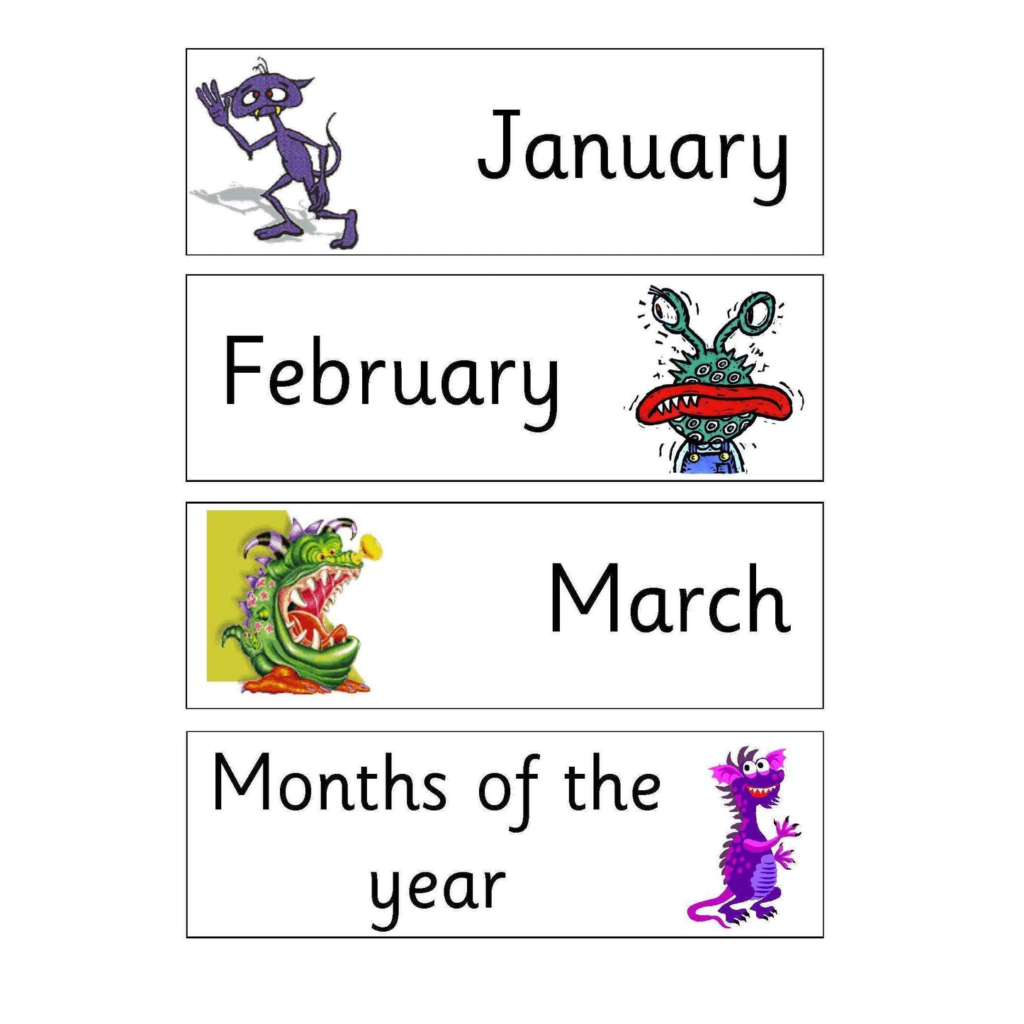 Monsters Days Months and Numbers:Primary Classroom Resources
