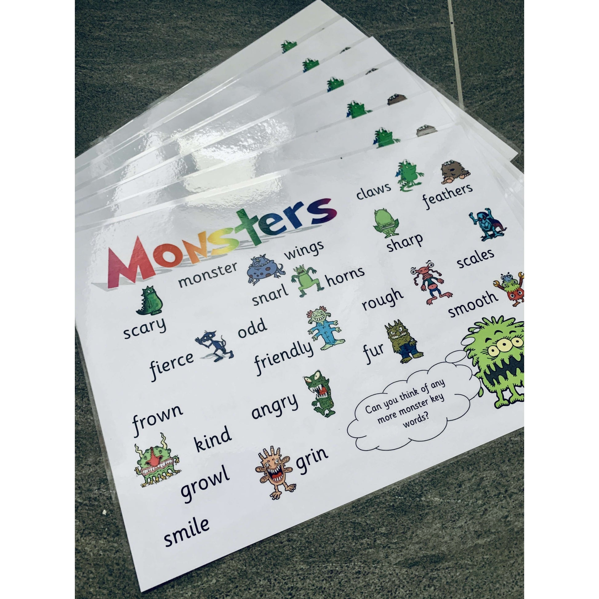 Monsters Vocabulary Mat:Primary Classroom Resources