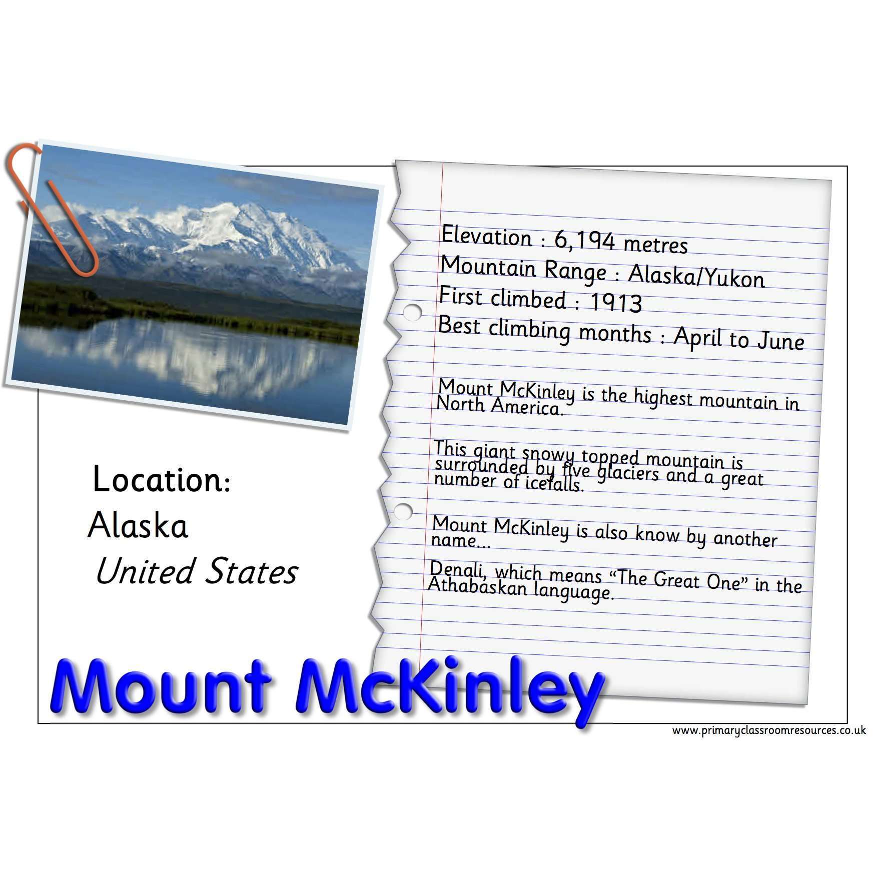 Mountains Seven Summits Pack:Primary Classroom Resources