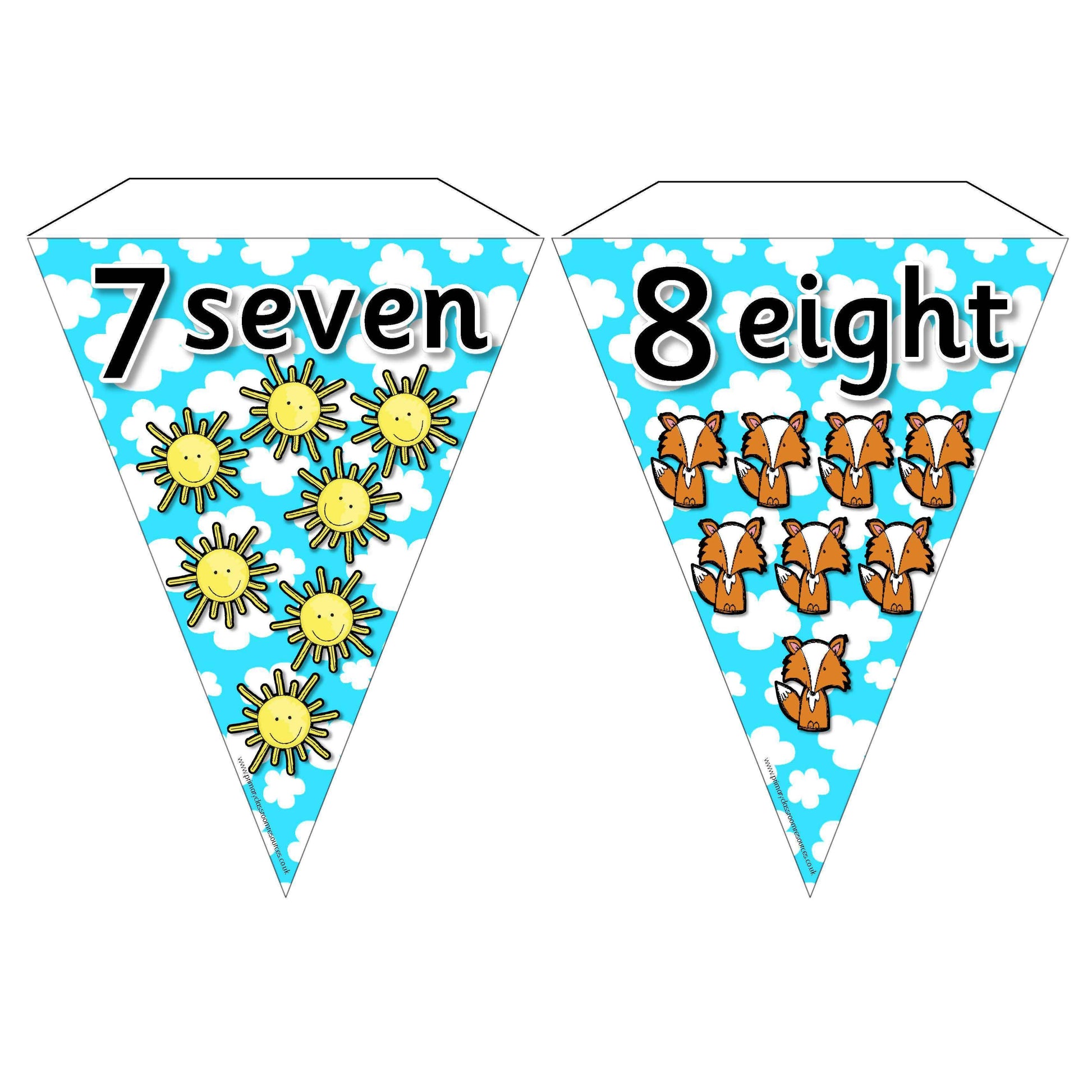 Number Bunting with pictures - Numbers 0-10:Primary Classroom Resources
