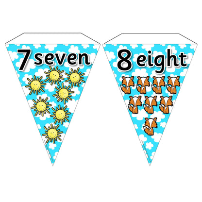 Number Bunting with pictures - Numbers 0-10:Primary Classroom Resources