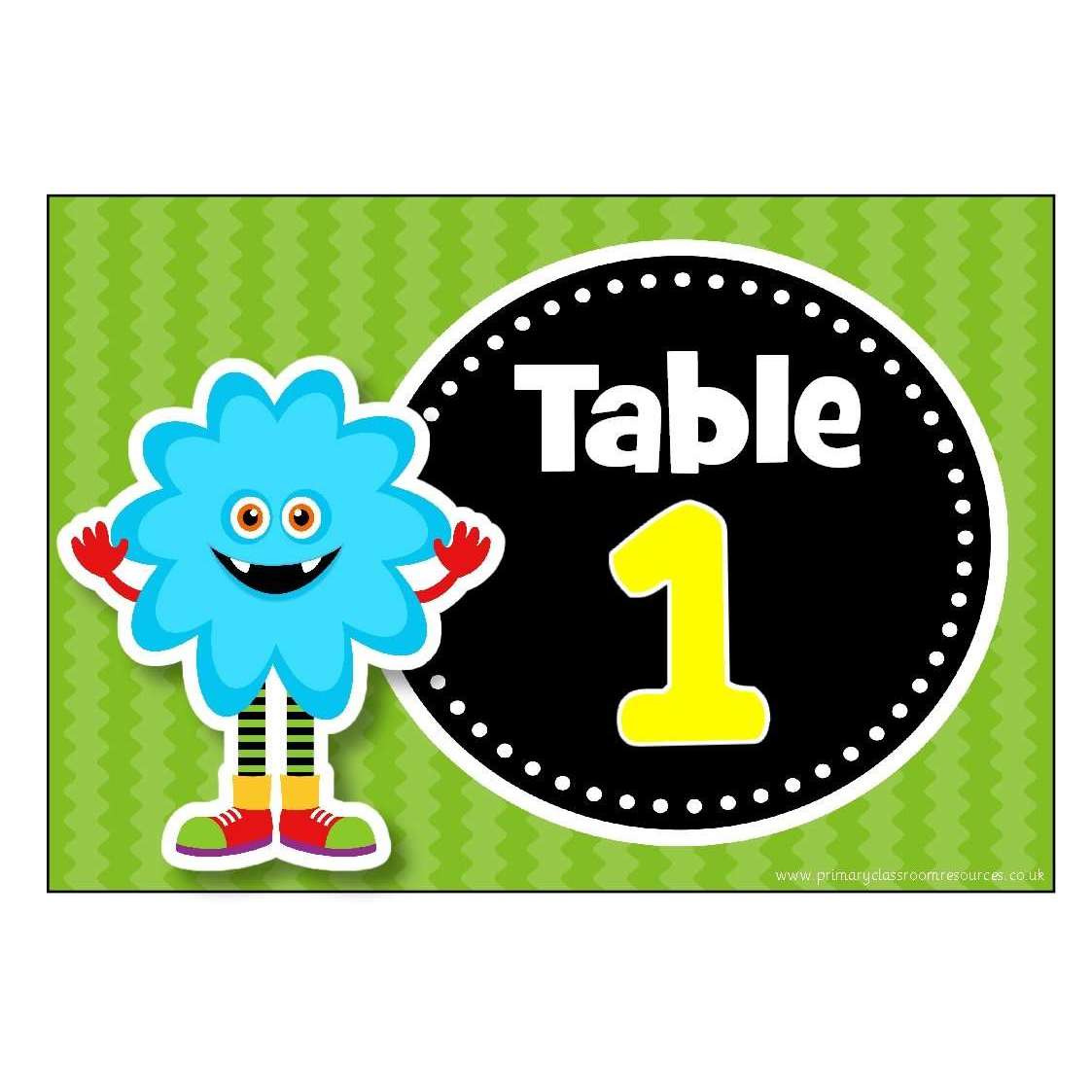 Numbered Table Signs - Monster Theme:Primary Classroom Resources