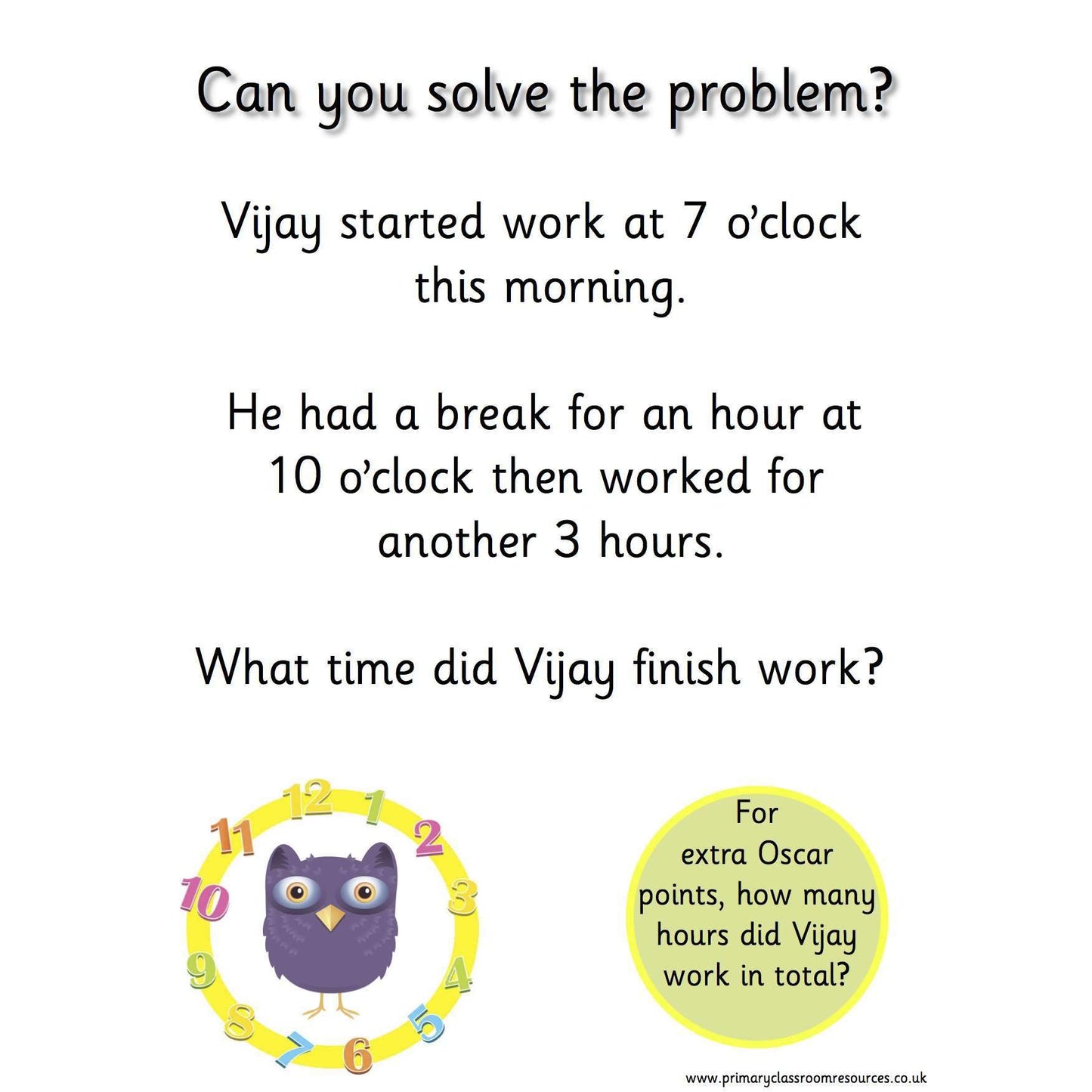 Oscars O'Clock Challenge Cards:Primary Classroom Resources
