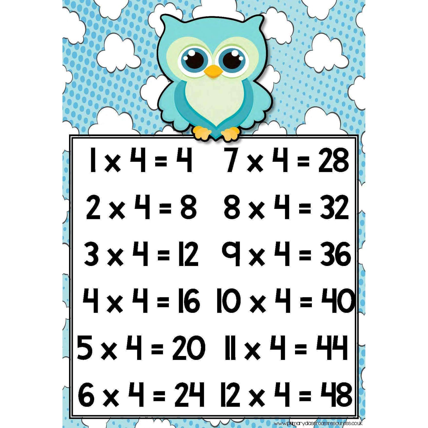 Owl Times Tables Posters:Primary Classroom Resources