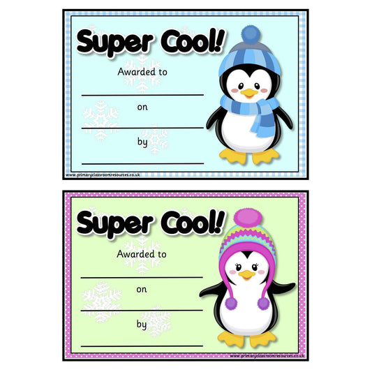 Super Cool Certificates:Primary Classroom Resources