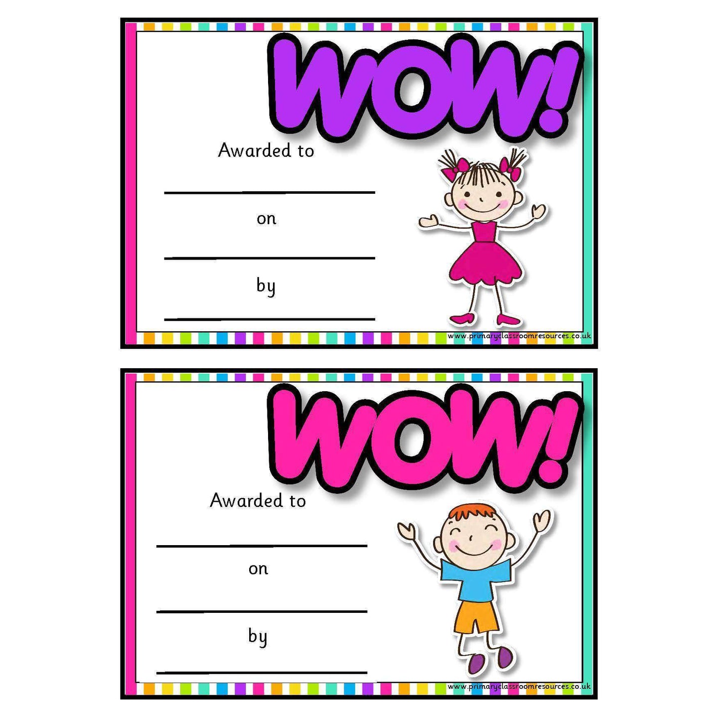 Rainbow Wow Certificates:Primary Classroom Resources
