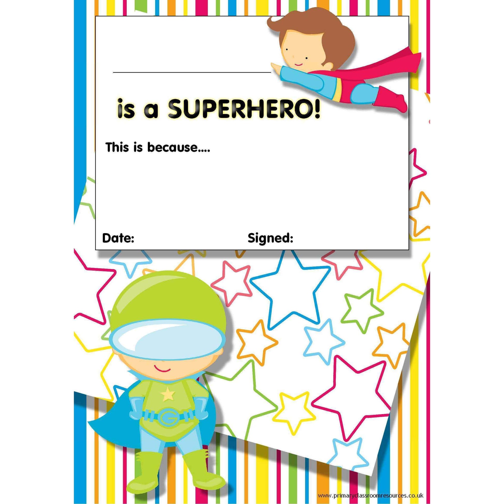 Superhero Certificates:Primary Classroom Resources