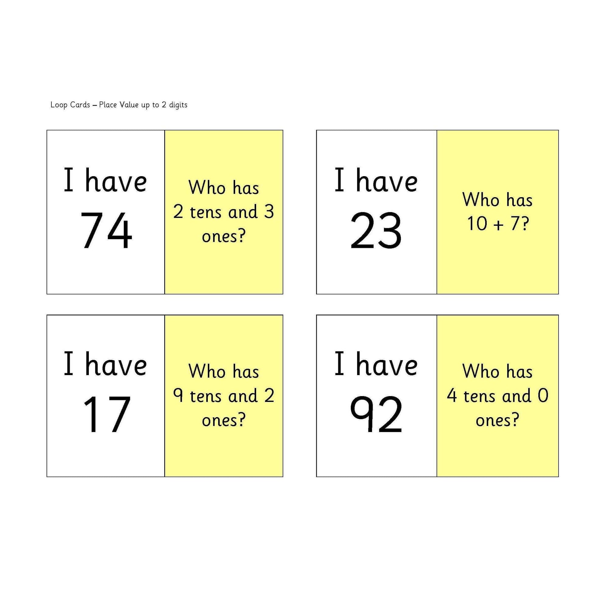 Place Value Loop Cards:Primary Classroom Resources