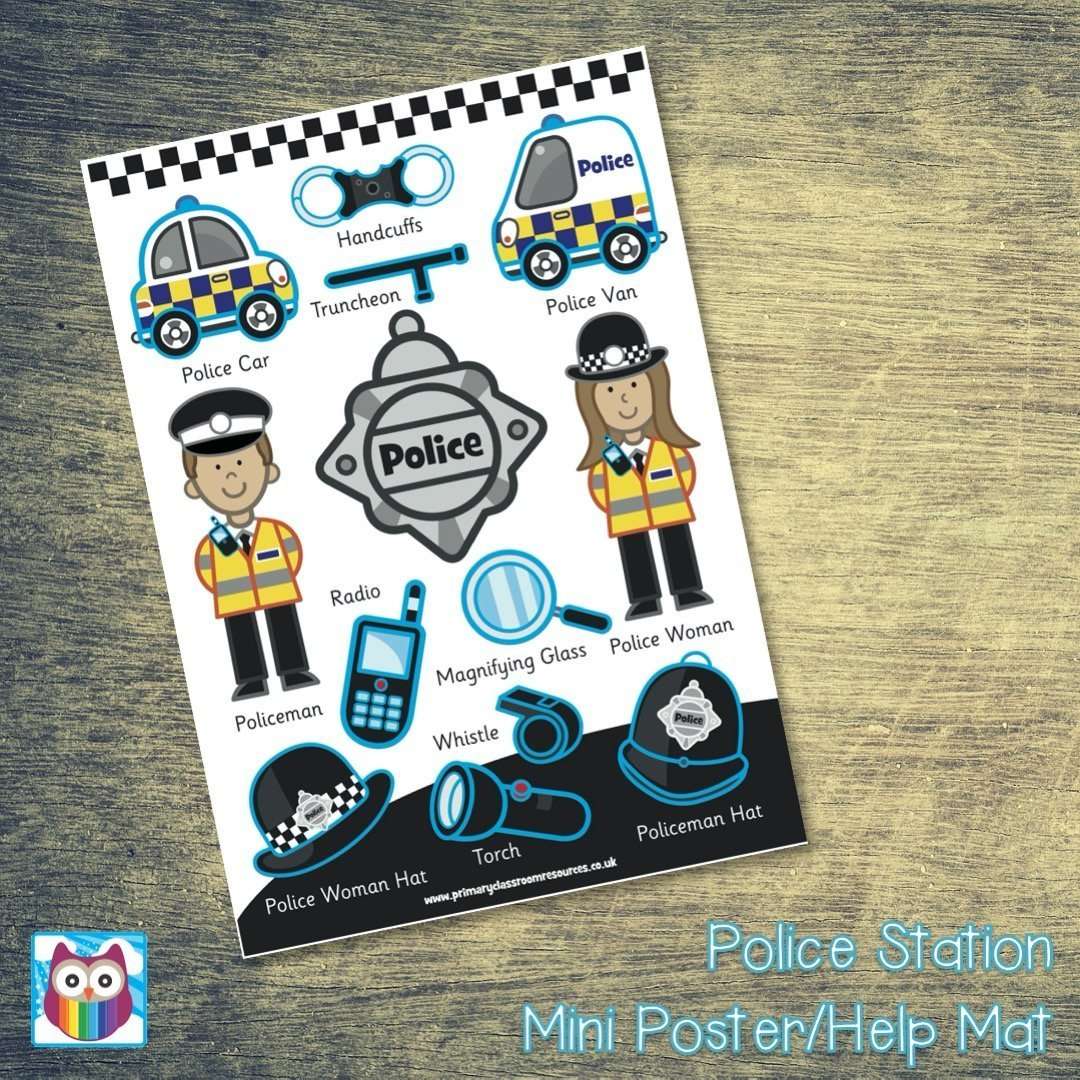 Police Station Mini Posters/Help Mat:Primary Classroom Resources