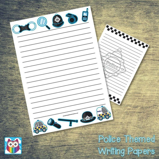 Police Themed Writing Papers:Primary Classroom Resources