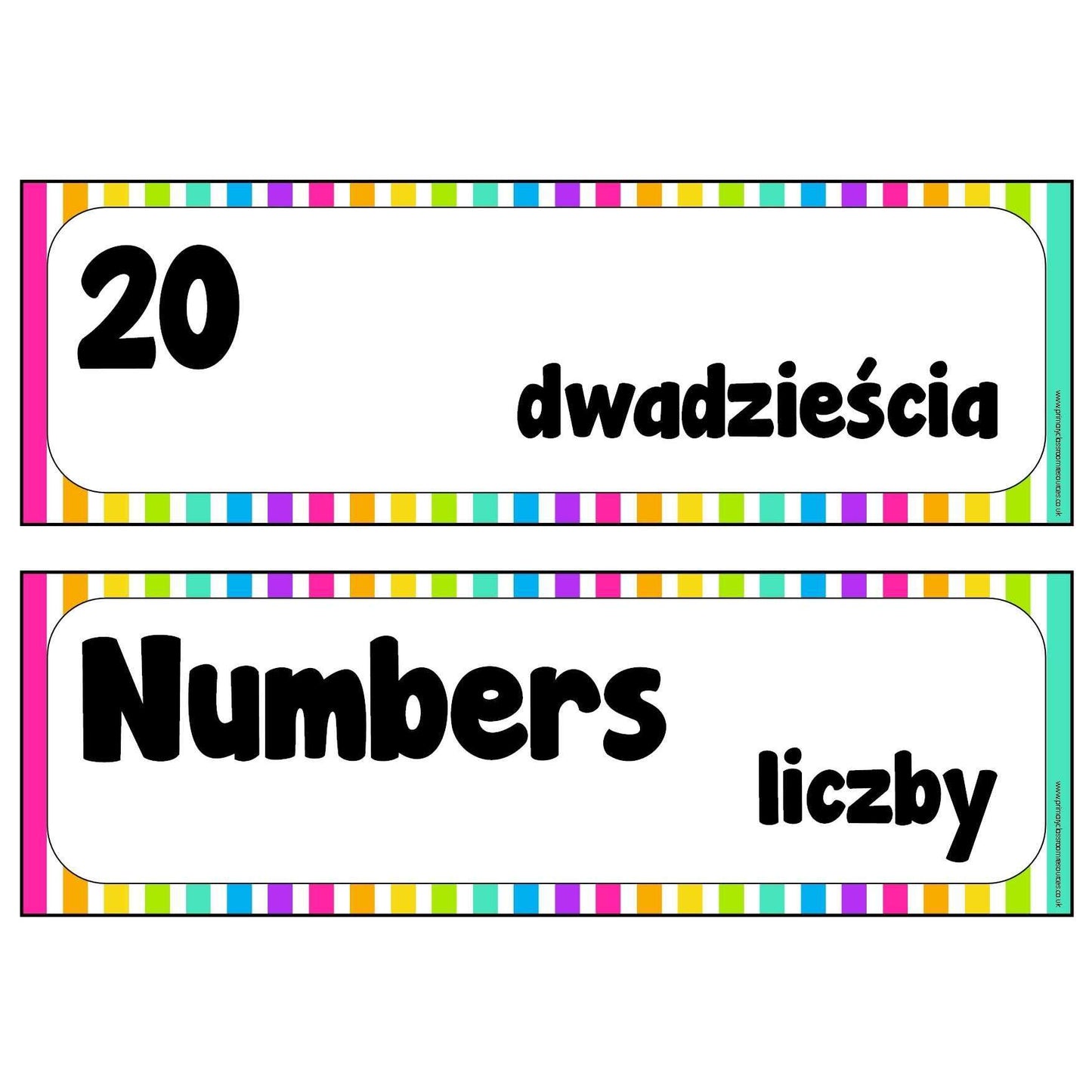 Polish Number Cards to 20:Primary Classroom Resources