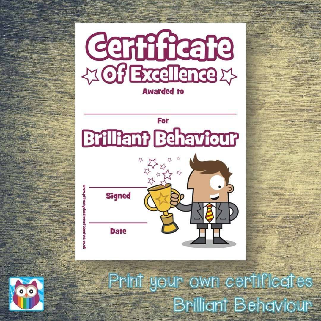 Print Your Own Brilliant Behaviour Certificate:Primary Classroom Resources
