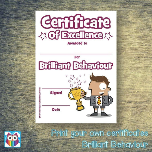 Print Your Own Brilliant Behaviour Certificate:Primary Classroom Resources