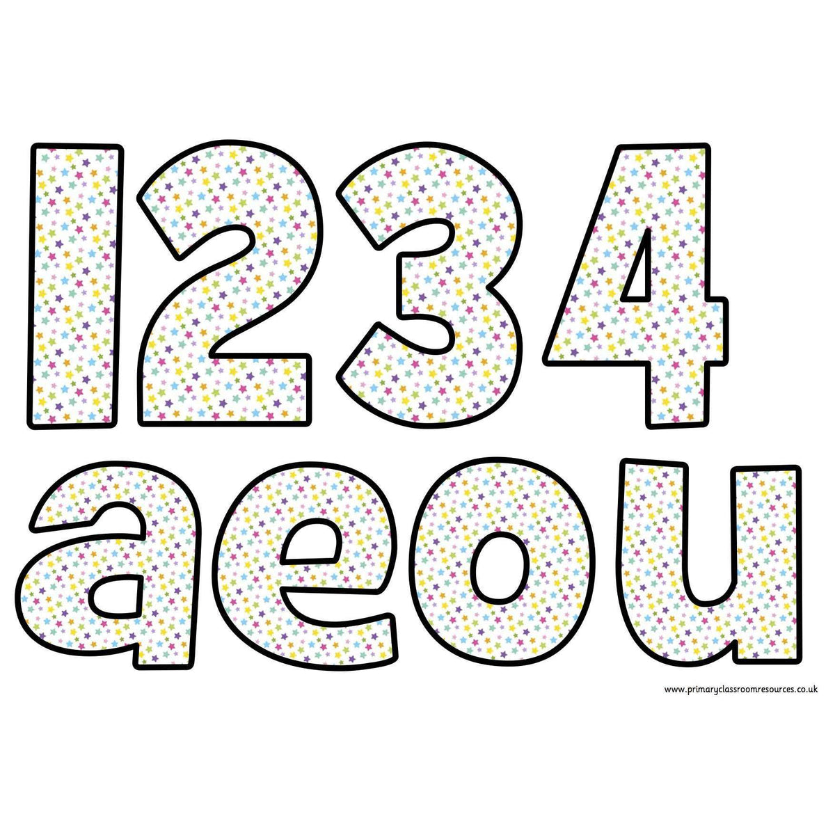 Primary Resources Display Lettering Print Your Own Mini Multi Stars Classroom Display Lettering Pack ...