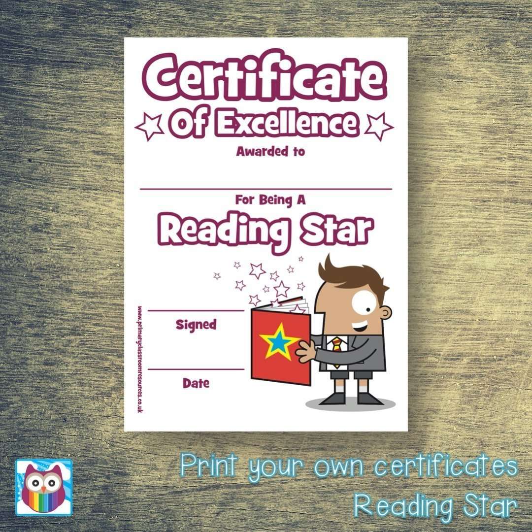 Print Your Own Reading Star Certificate:Primary Classroom Resources