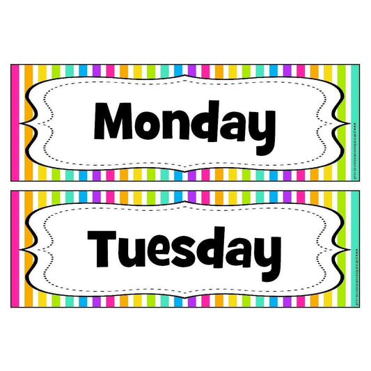 Rainbow Stripe Days of the Week Headers:Primary Classroom Resources
