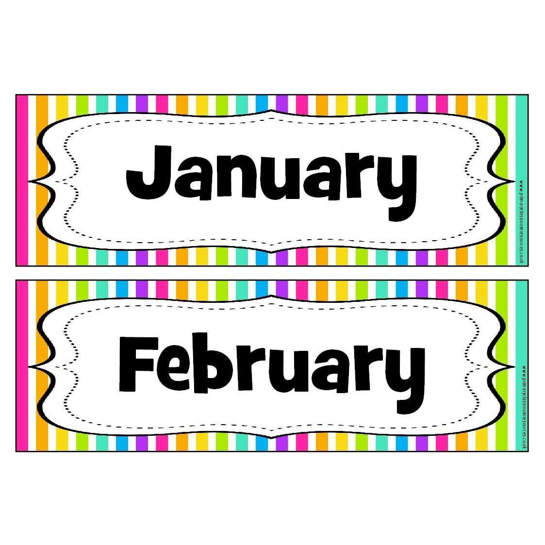 Rainbow Stripe Months of the Year Headers:Primary Classroom Resources