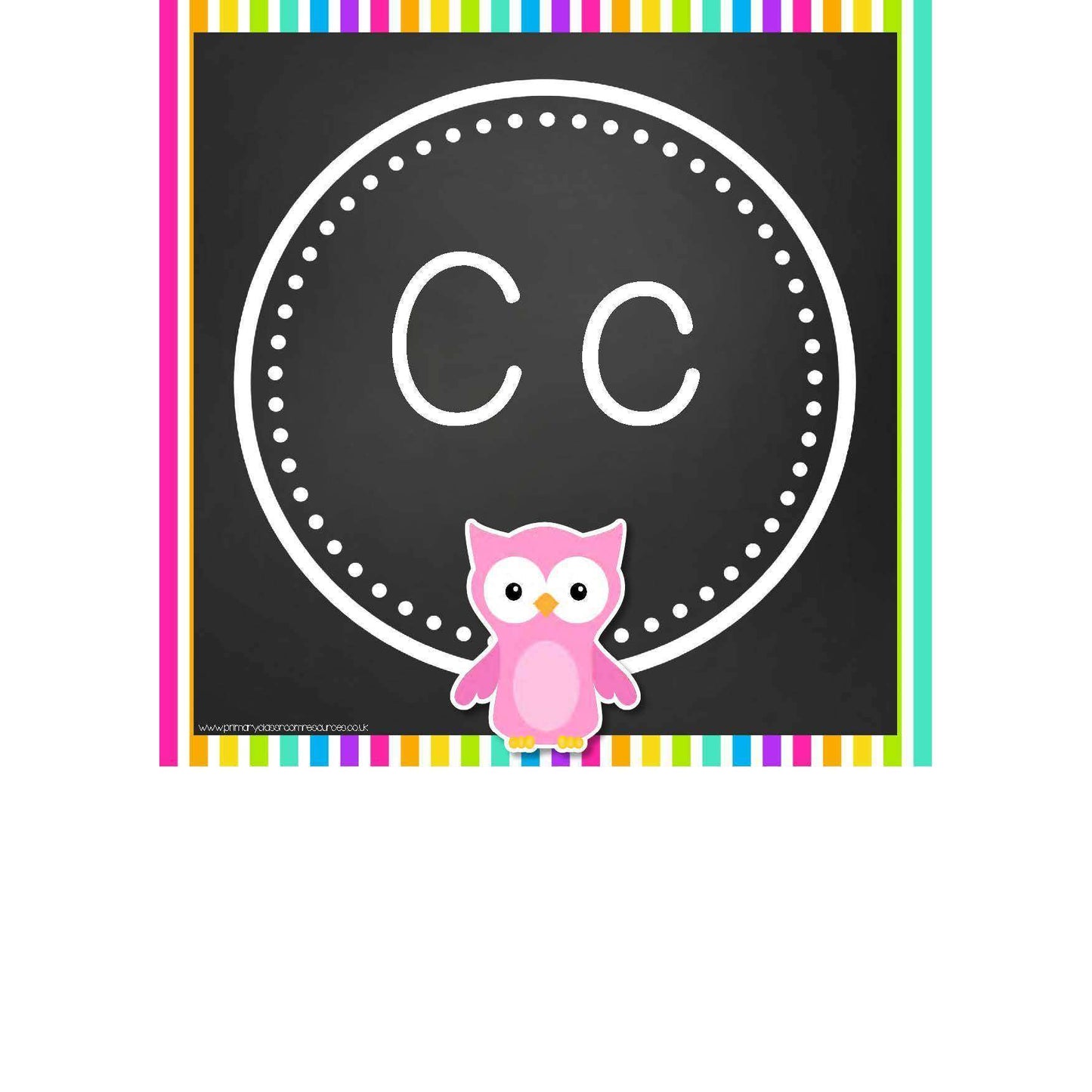 Rainbow Stripe Owl Alphabet Frieze Cards:Primary Classroom Resources