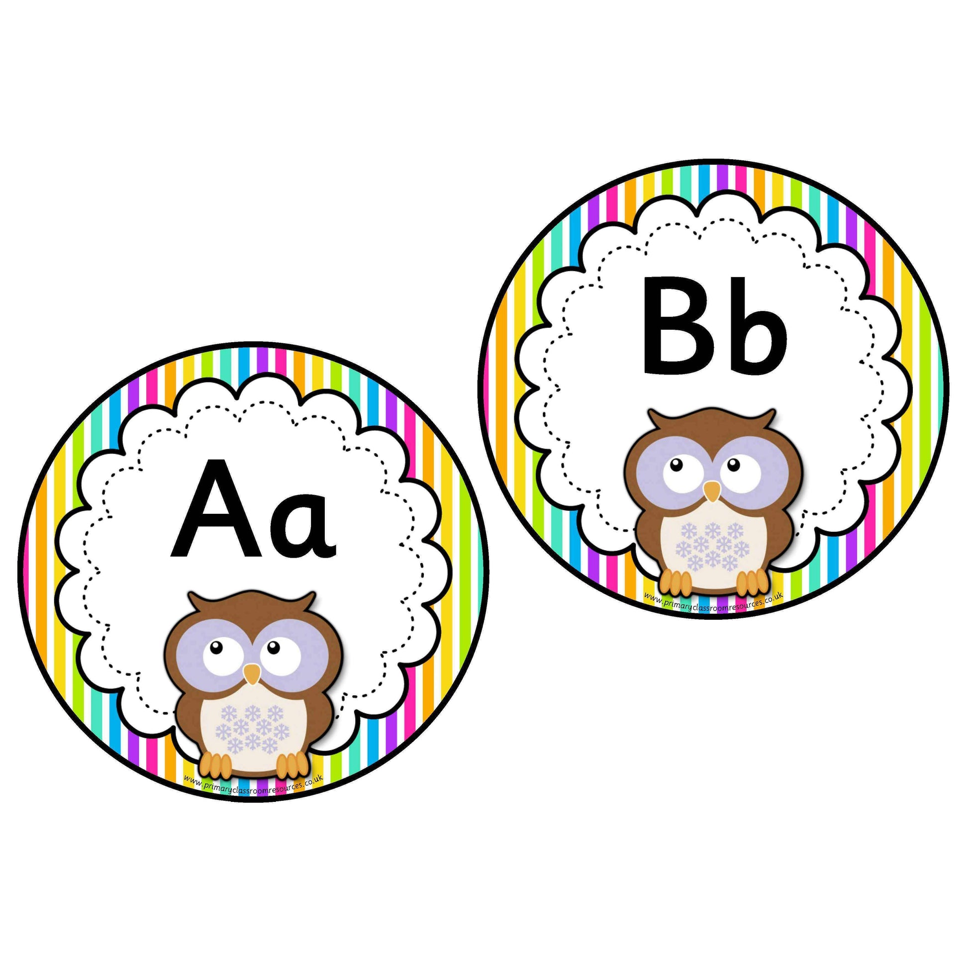 Rainbow Stripe Owl Word Wall Headers:Primary Classroom Resources