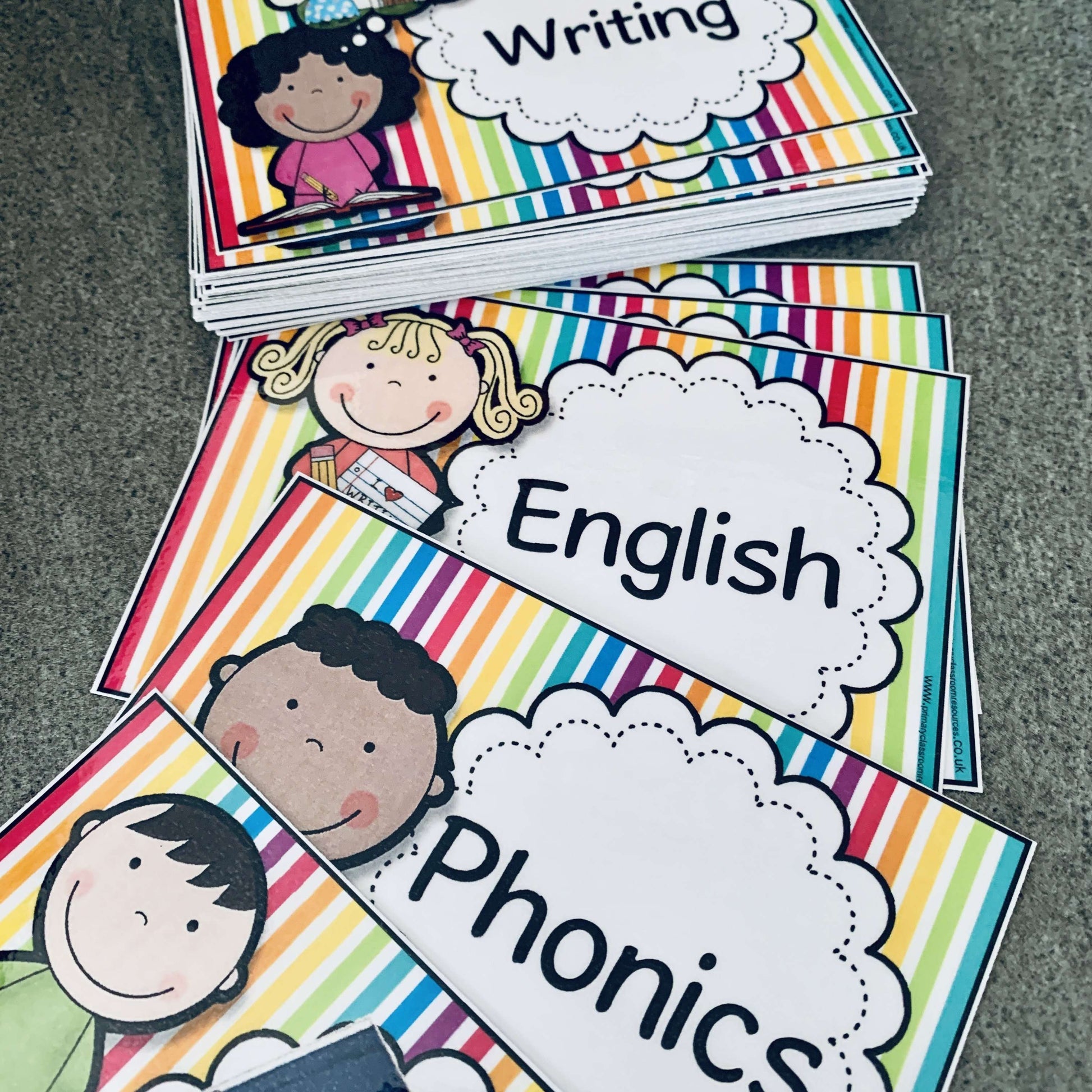 Rainbow Stripe Visual Timetable Cards:Primary Classroom Resources