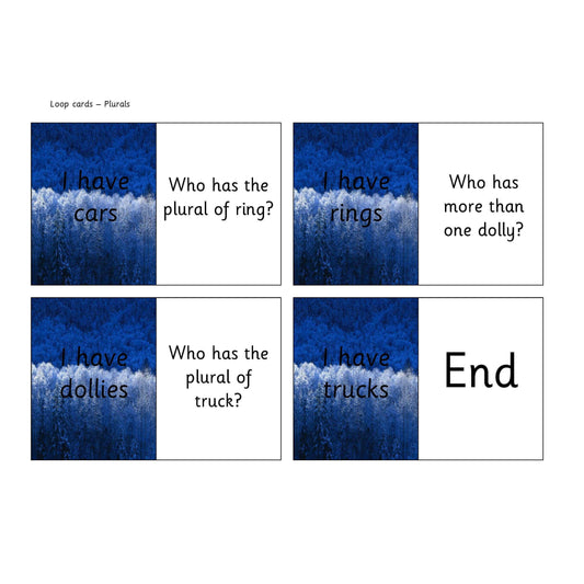 Regular Plurals Loop Cards:Primary Classroom Resources