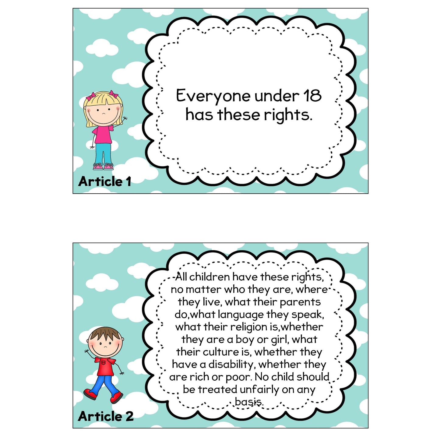 Rights of a Child Display Cards:Primary Classroom Resources