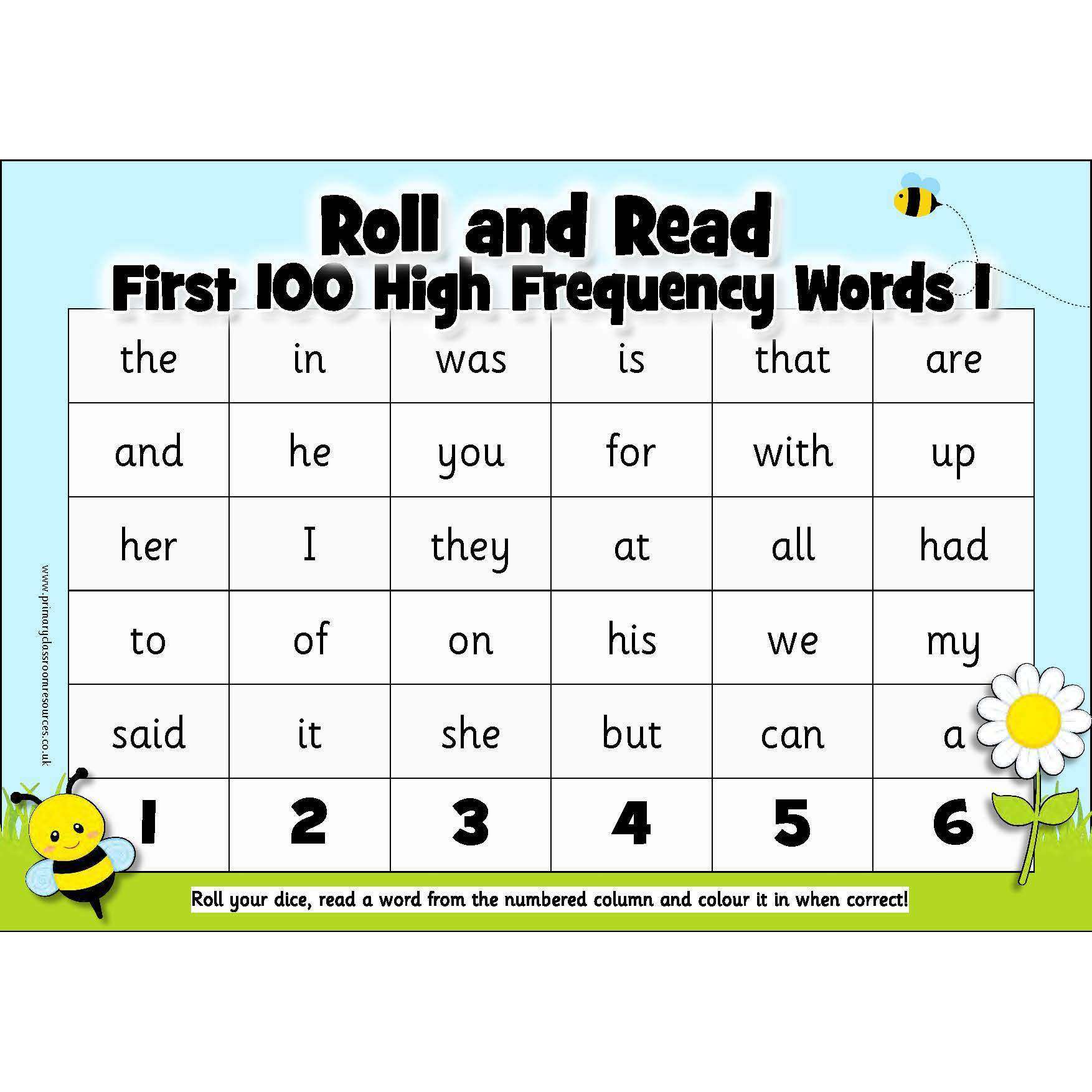 Roll and Read - Letters and Sounds 100 High Frequency Words:Primary Classroom Resources