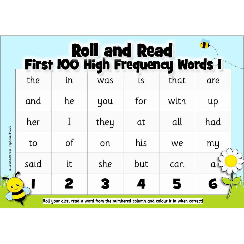 Roll and Read - Letters and Sounds 100 High Frequency Words – Primary ...