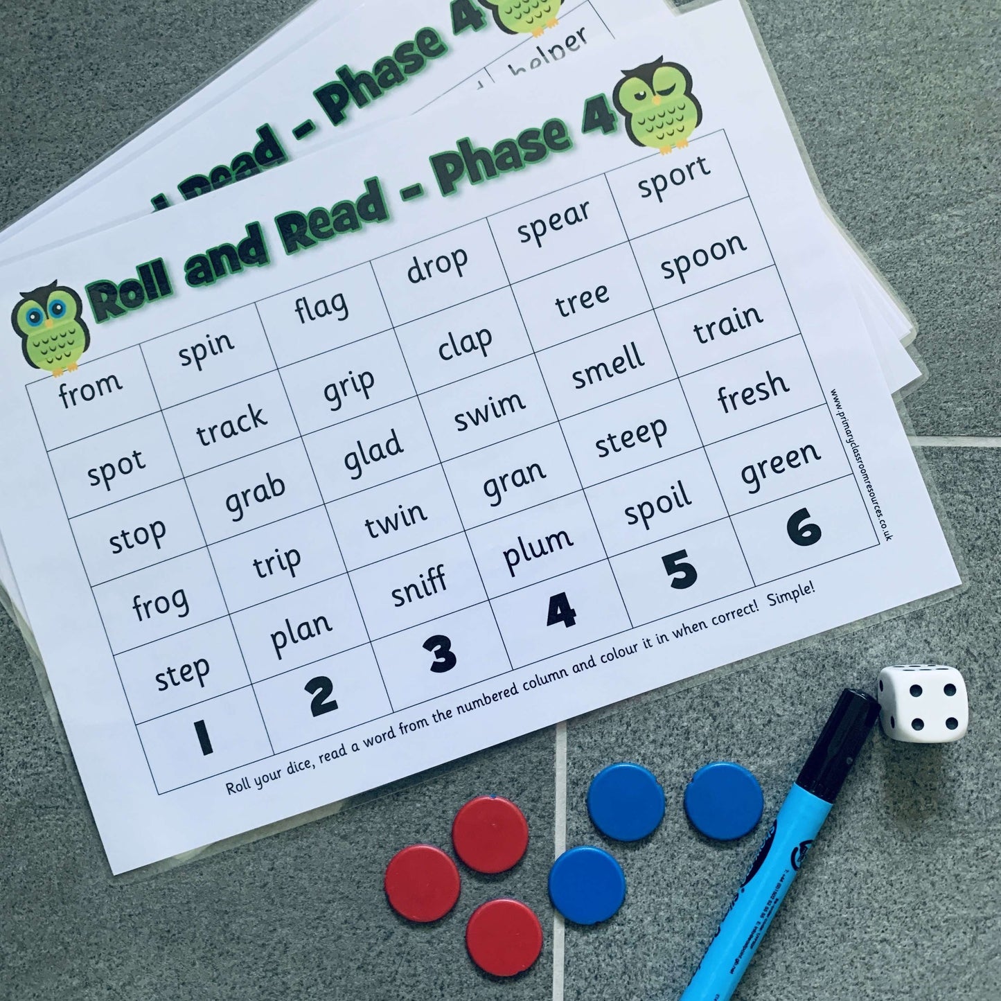 Roll and Read -  Letters and Sounds Phase 4 Words:Primary Classroom Resources