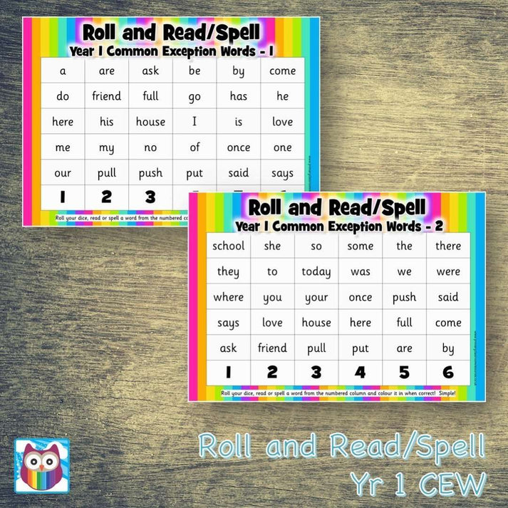 Roll And Read Spell - Year 1 Common Exception Words – Primary Classroom 