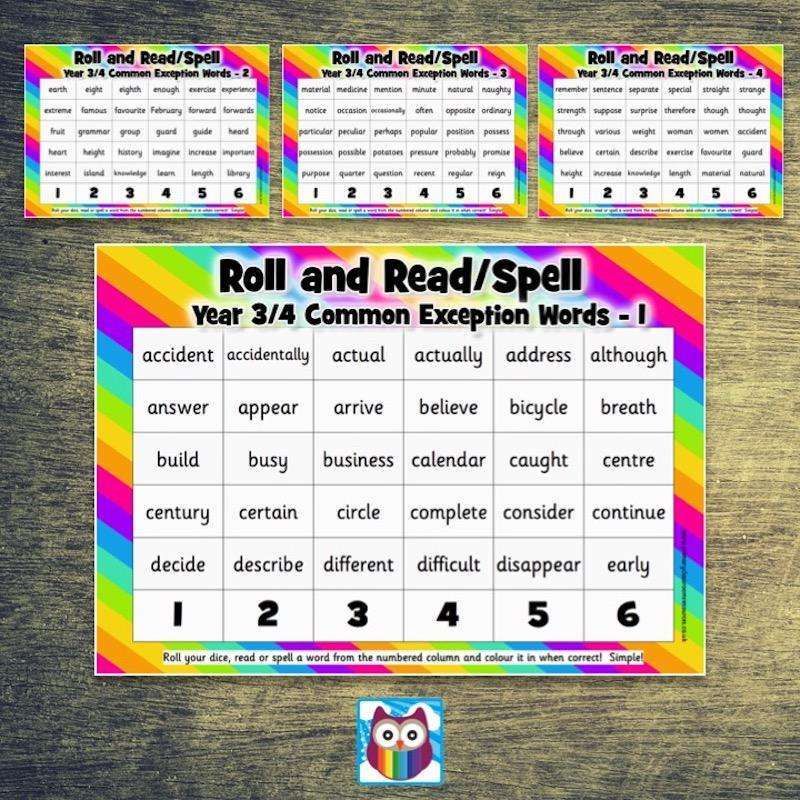 Roll and Read/Spell - Year 3 & 4 Common Exception Words:Primary Classroom Resources