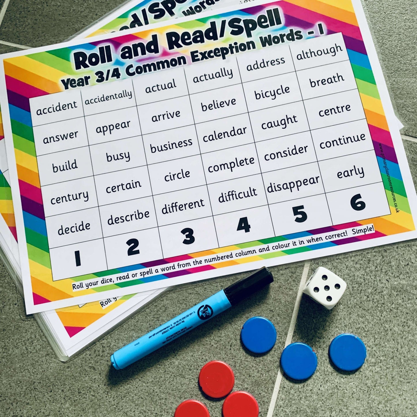 Roll and Read/Spell - Year 3 & 4 Common Exception Words:Primary Classroom Resources