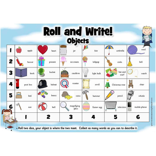 Roll and Write - Objects:Primary Classroom Resources