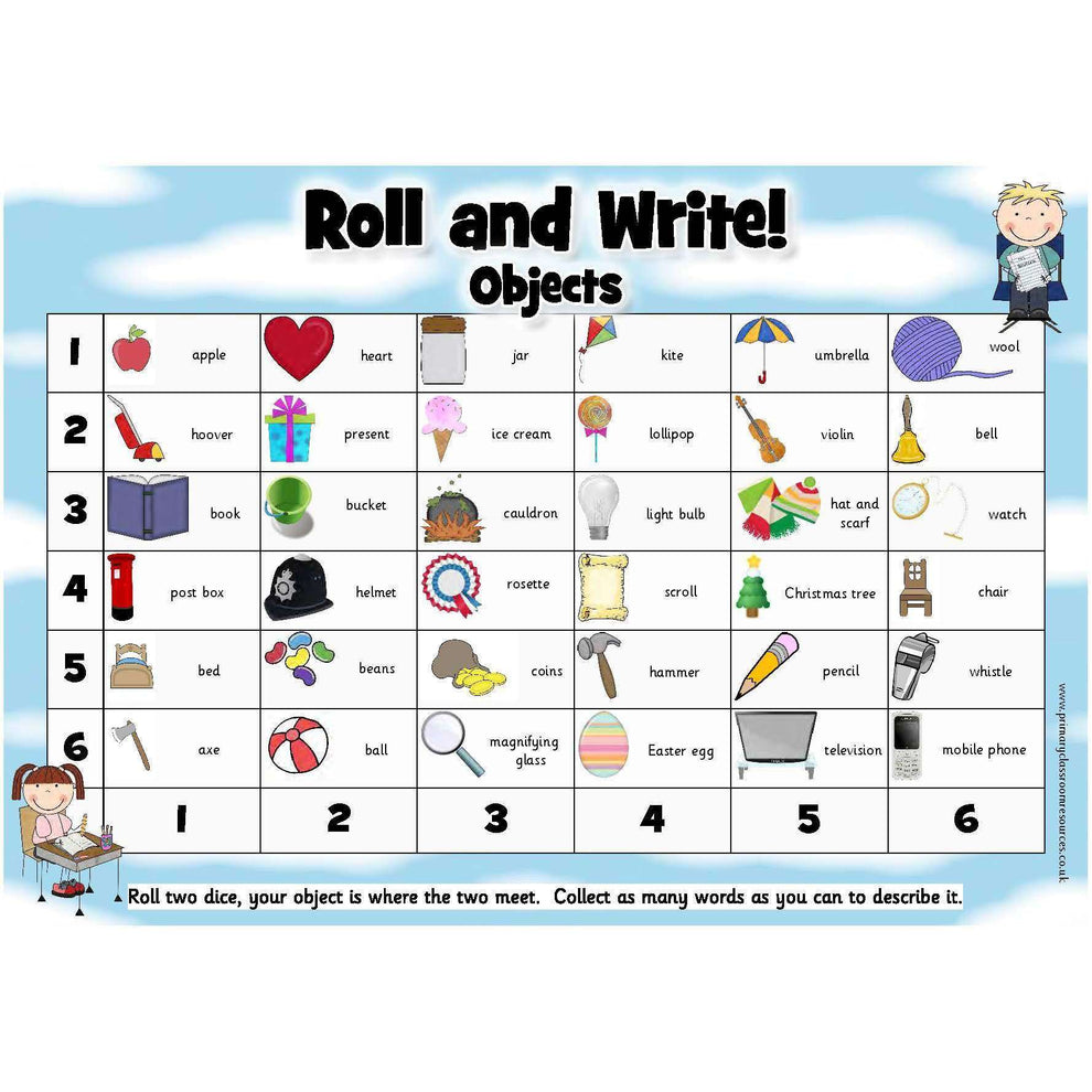 Roll and Write - Objects – Primary Classroom Resources