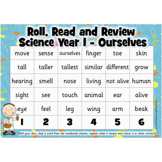 Roll, Read and Review -  Science Year 1:Primary Classroom Resources