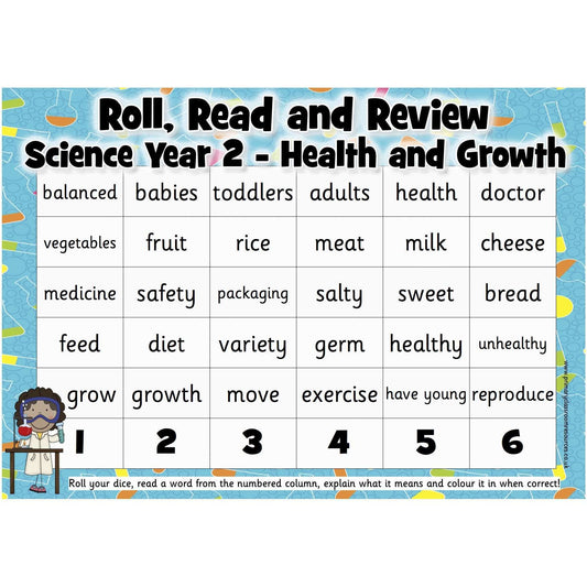 Roll, Read and Review -  Science Year 2:Primary Classroom Resources