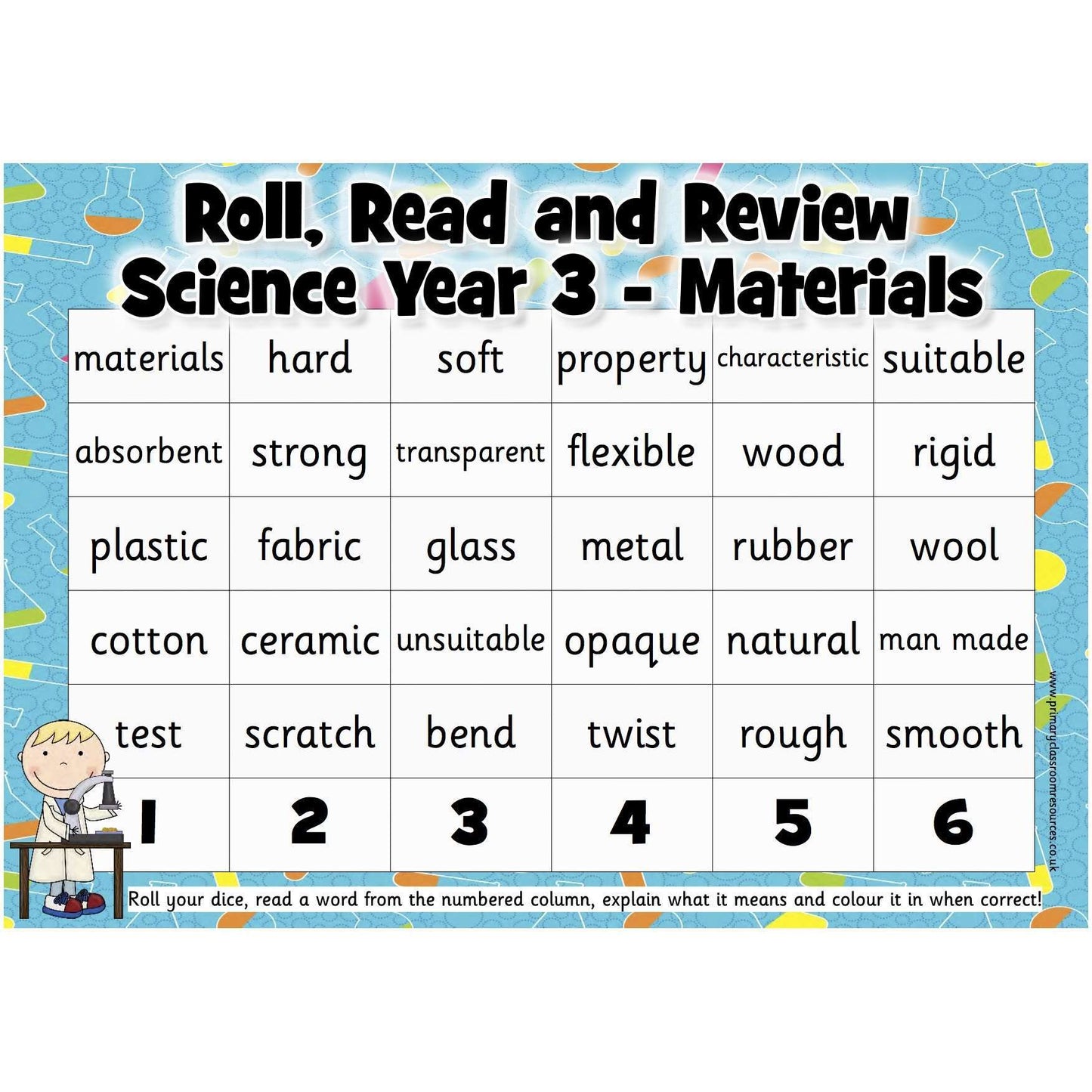 Roll, Read and Review -  Science Year 3:Primary Classroom Resources