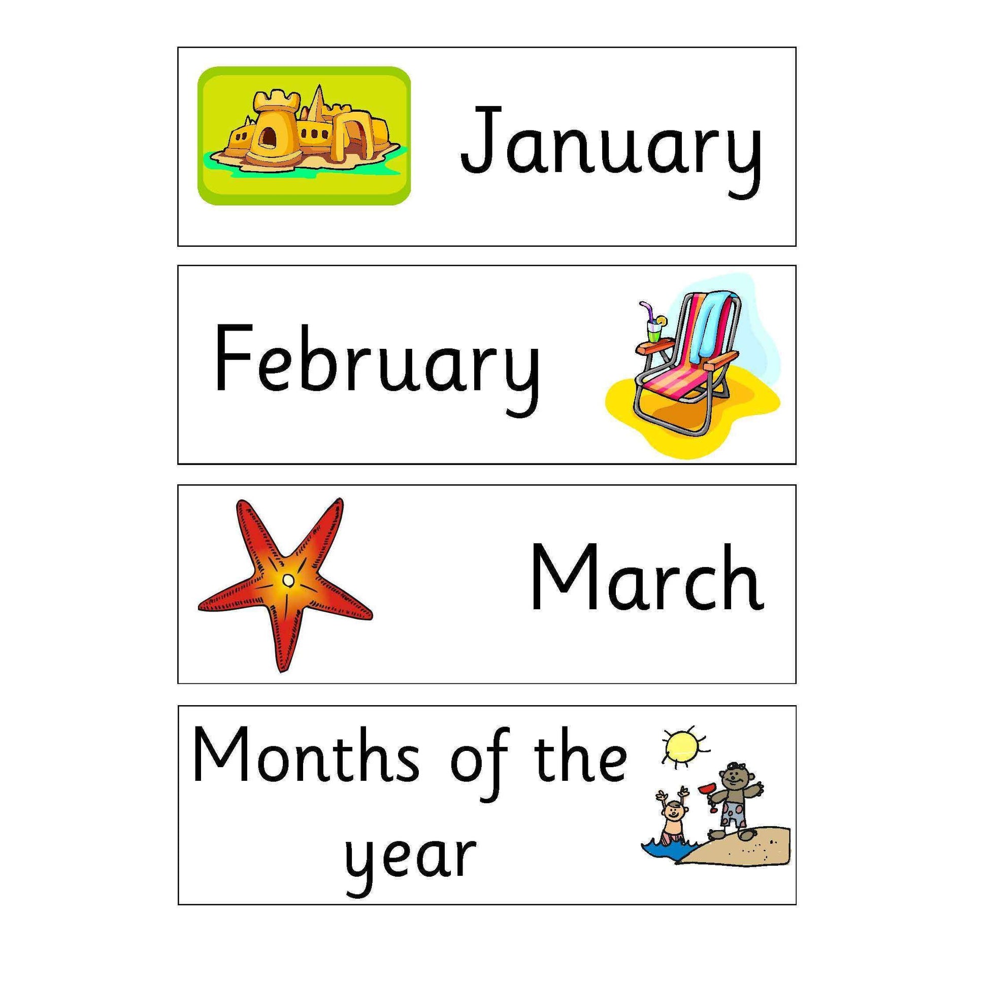 Seaside Days Months and Numbers:Primary Classroom Resources