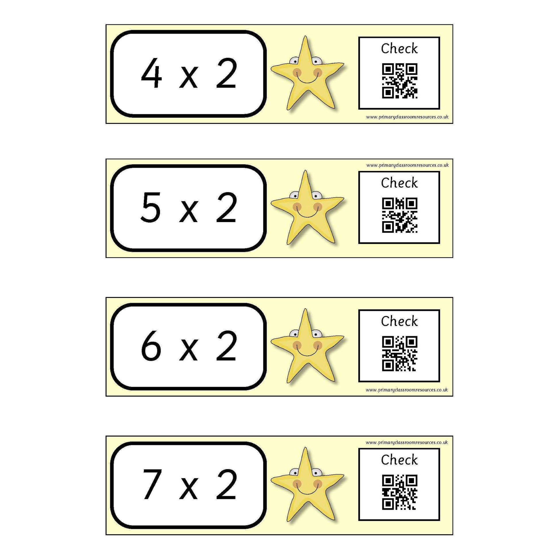Self Checking Times Tables Cards - x 2 x 5 x 10 Tables:Primary Classroom Resources
