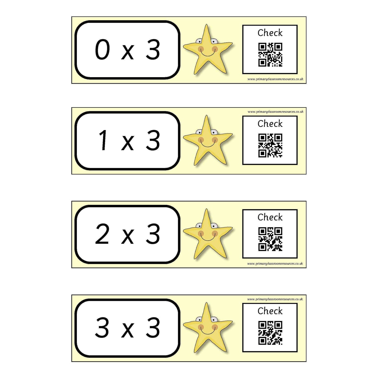 Self Checking Times Tables Cards -  x 3 x 4 x 6 Tables:Primary Classroom Resources