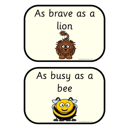 Similes Cards:Primary Classroom Resources