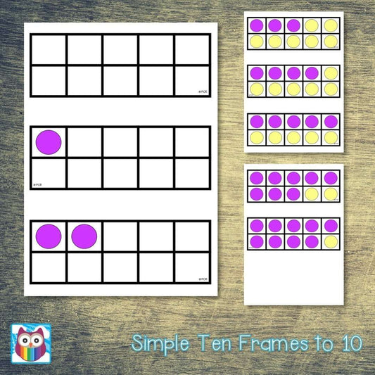 Simple Ten Frames to 10:Primary Classroom Resources