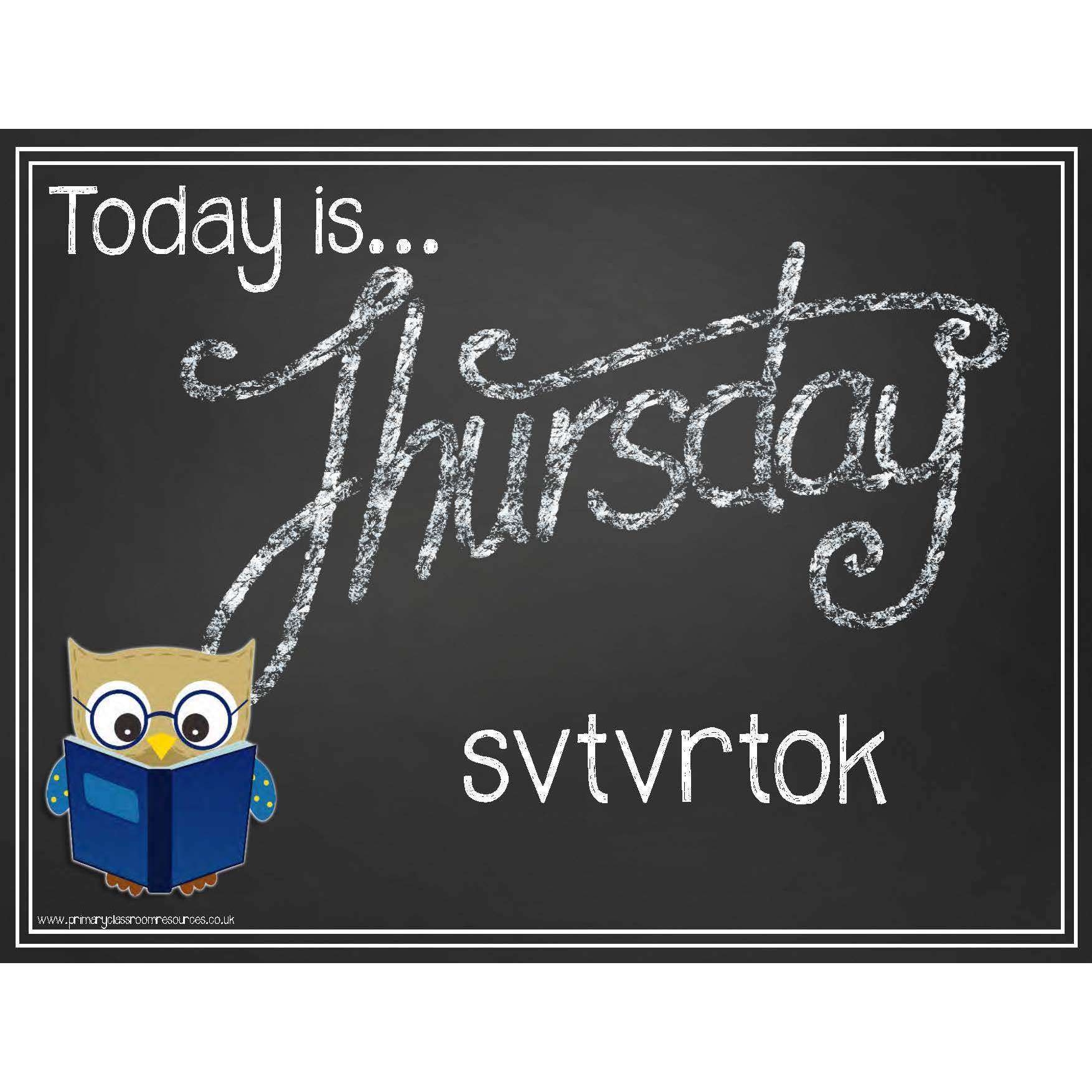 Slovak - English Days of the Week Blackboard Style Headers:Primary Classroom Resources