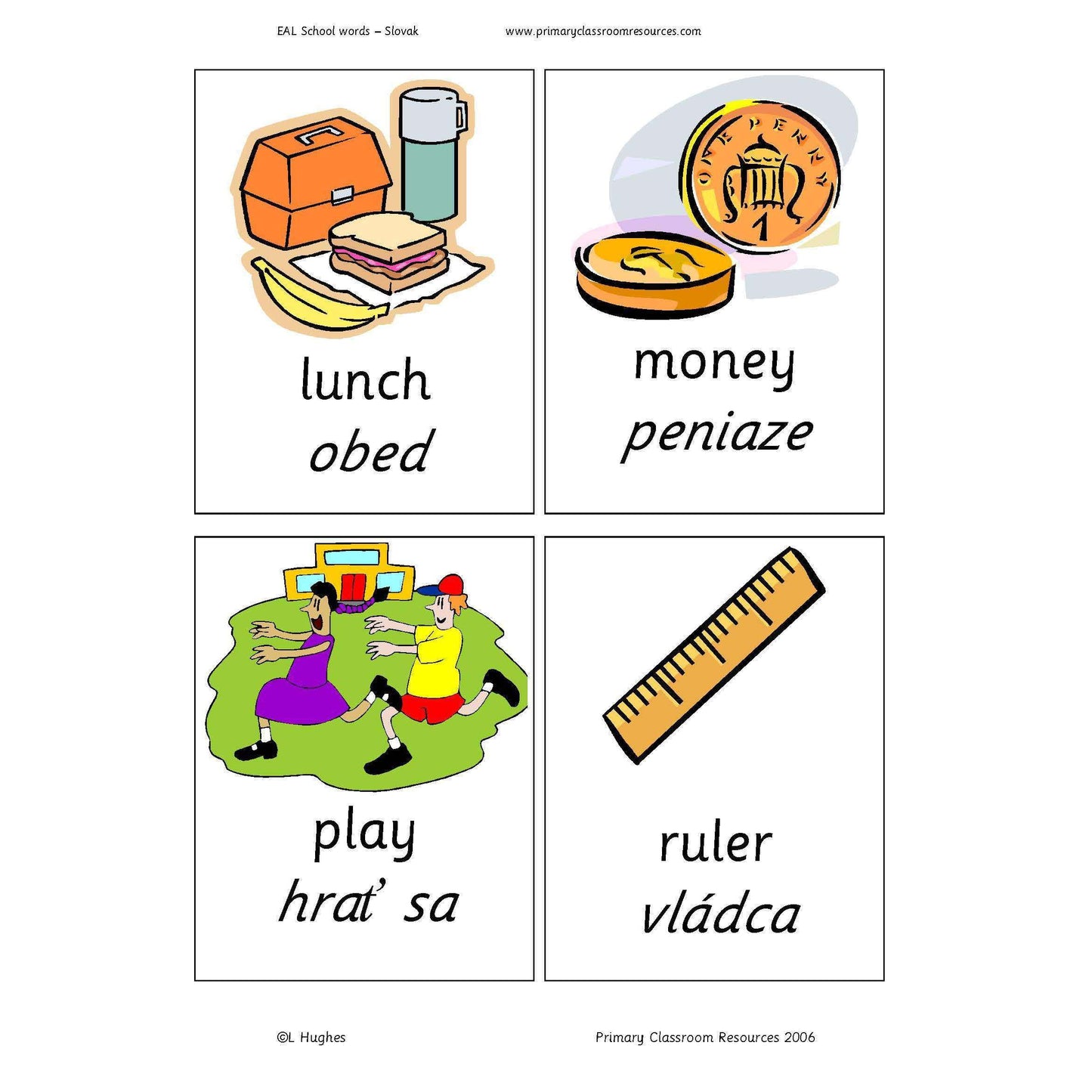Slovak School Words:Primary Classroom Resources
