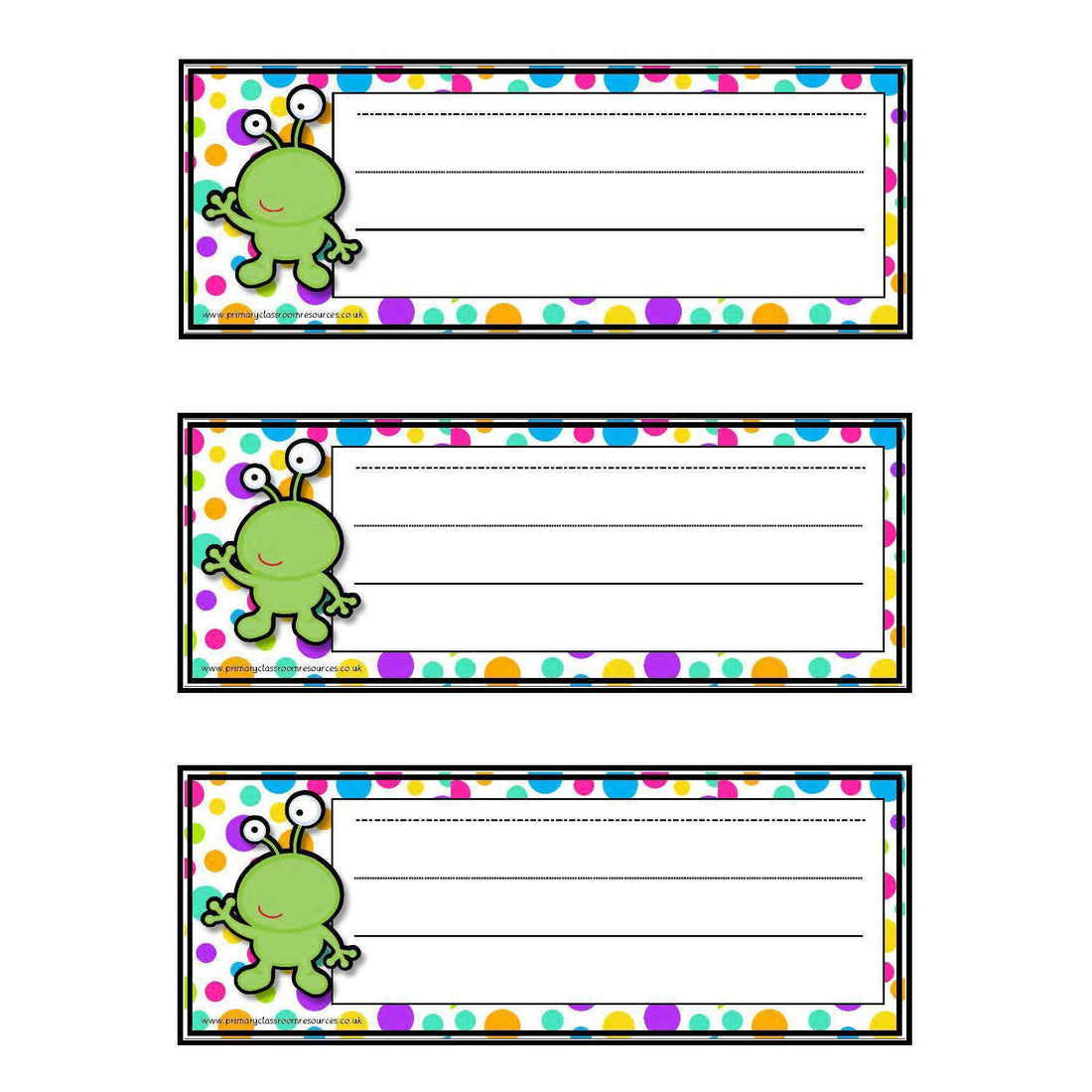 Spotty Alien Desk Topper/Blank Tray Labels – Primary Classroom Resources