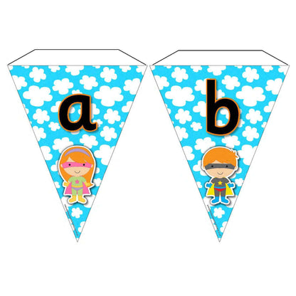 Superhero Letters and Sounds Phase 2 Bunting:Primary Classroom Resources