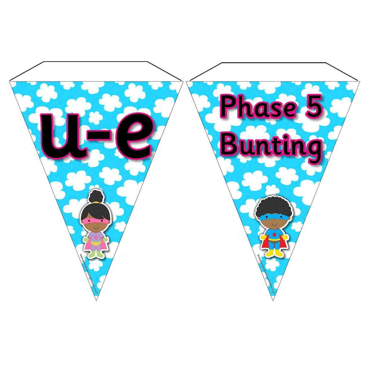 Superhero Letters and Sounds Phase 5 Bunting:Primary Classroom Resources