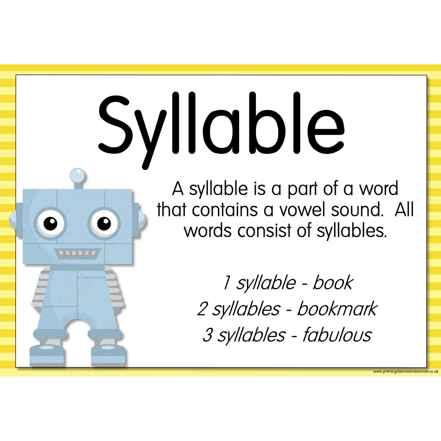 The GrammarBots Parts of Words Posters:Primary Classroom Resources
